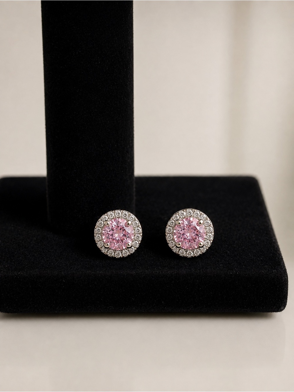 Pink Halo Stud Earrings New